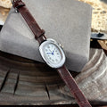 Oval Fashion Quartz Watch with Imitation Leather Strap - Compact Casual Style