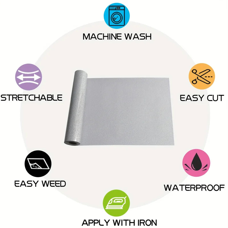 Glitter Heat Transfer Vinyl for Shirts - Easy Cut & Weed HTV for Fabric Design
