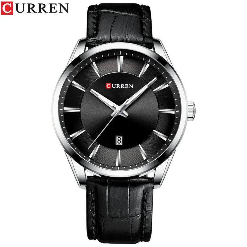 Men's Minimalist Water-Resistant Quartz Watch with Leather Strap - Business Style