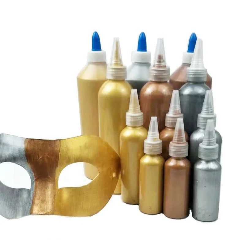 500ml Metallic Acrylic Paint Set - Gold Silver Copper Waterproof Craft Paint