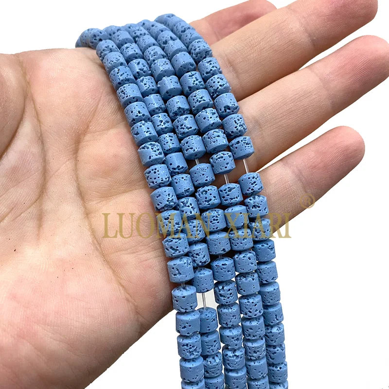 Natural Lava Stone Spacer Beads for Jewelry Making - 10 Colors, 6x6mm & 8x8mm