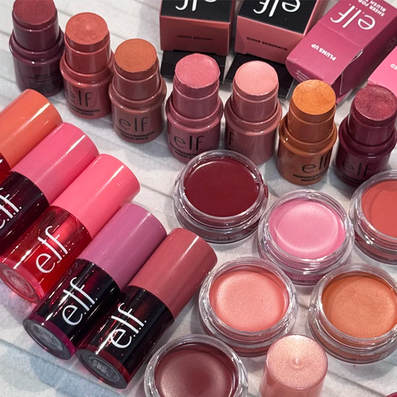 Dual-Use Powder Blusher & Lip Gloss Set - Sheer Monochromatic Makeup