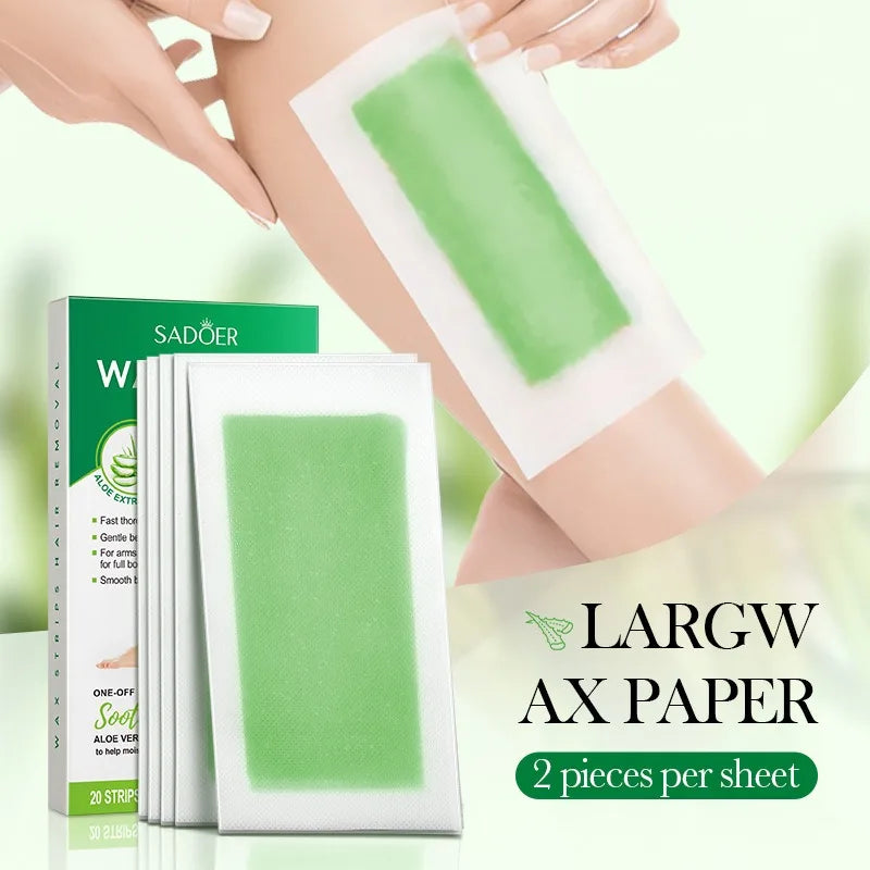 Cold Wax Strips for Body Hair Removal - 10 Pieces / 20 Sides, Gentle & Safe