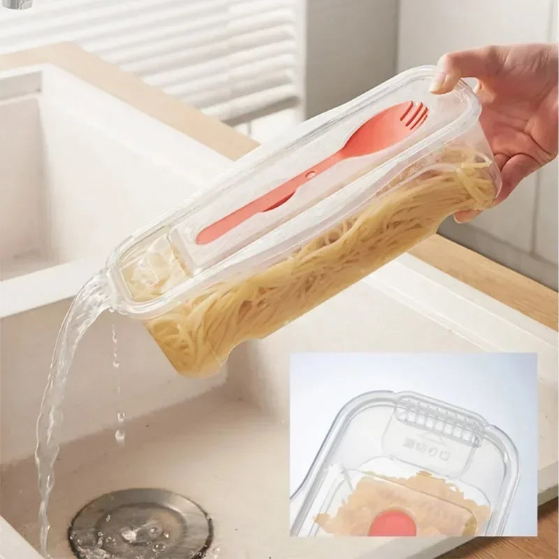 Microwave Pasta Cooker with Strainer 1.3L Heat-Resistant Noodle Cooking Box