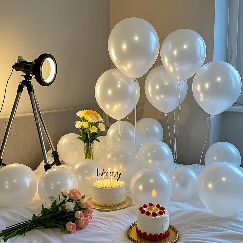 Party Balloons Set - Pearl White Latex Balloons for Wedding Birthday Baby Shower Decorations