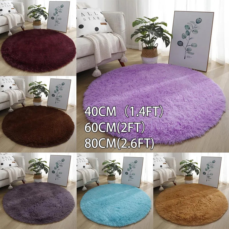 Large Shaggy Area Rug - Soft Round Carpet for Living Room & Bedroom, Multi Color Options