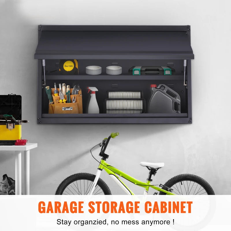 Wall-Mounted Metal Storage Cabinet 120lbs per Shelf Garage Office Organizer