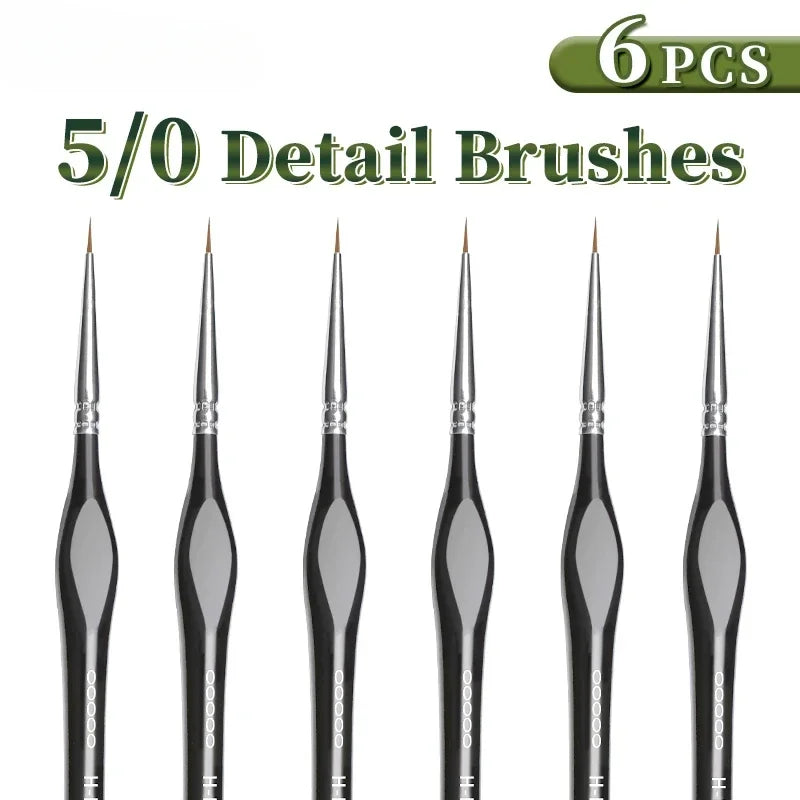 Fine Tip Paint Brush Set for Acrylic and Miniatures - Thin Nylon Hair Detail Brushes