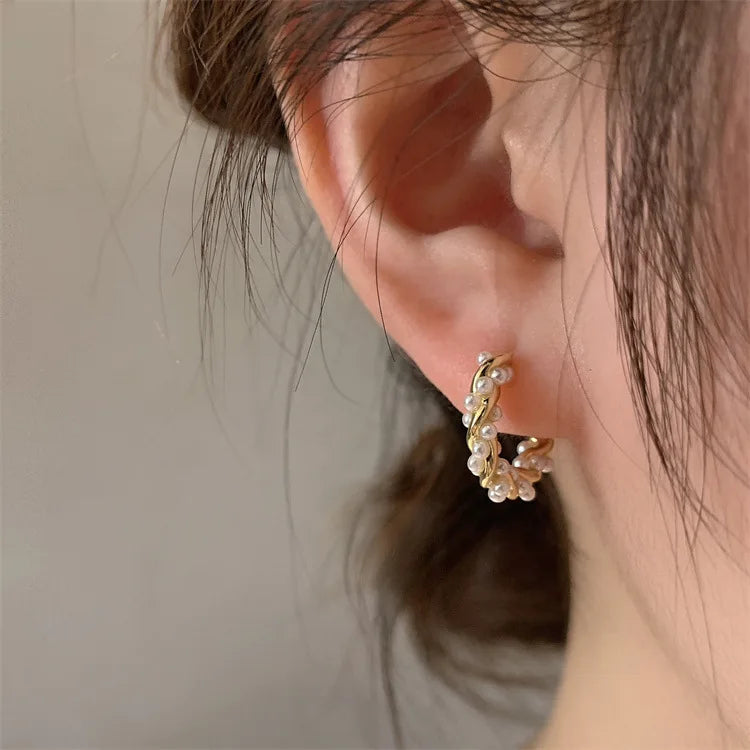 Korean Style Circle Pearl Earrings - Small Versatile Women's Jewelry
