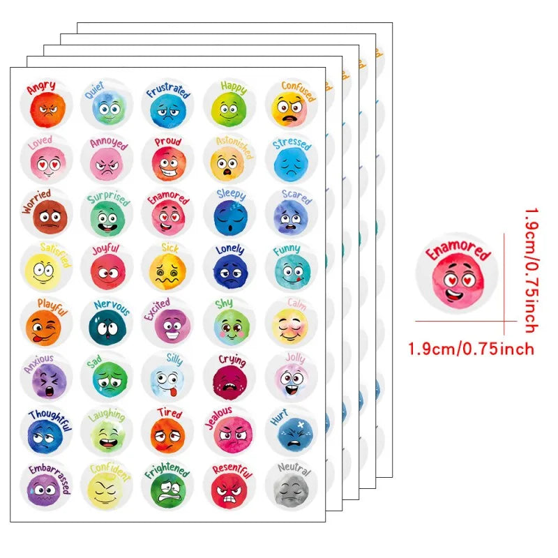 200 Pcs Emotional Feelings Face Stickers for Students Mood Support Multicolor Set