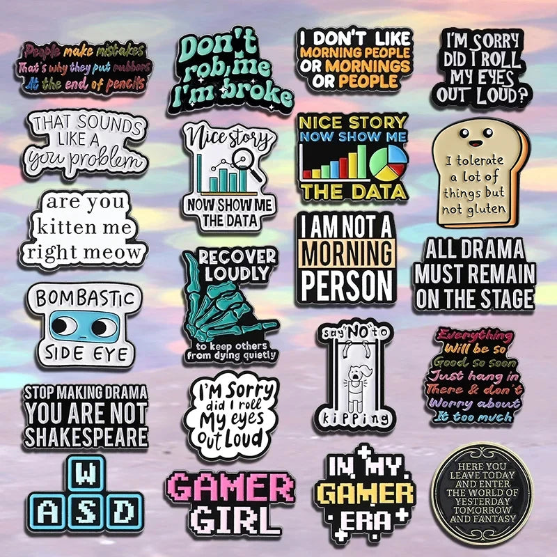 Funny Drama Quote Enamel Lapel Pins - Custom Stage Humor Brooch Gift for Friends