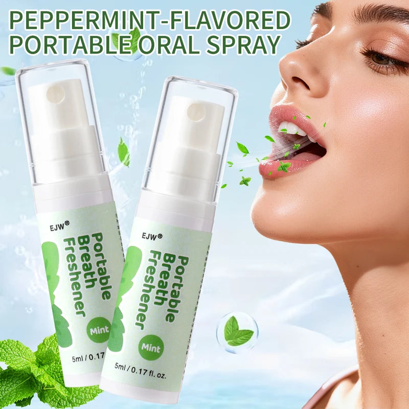 Portable Alcohol-Free Breath Spray with Mint, Peach & Grape Flavors - Instant Fresh Breath