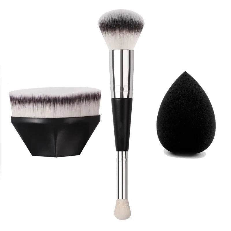 Dual-ended Foundation Brush for Liquid, Cream & Powder Makeup - Short Hair