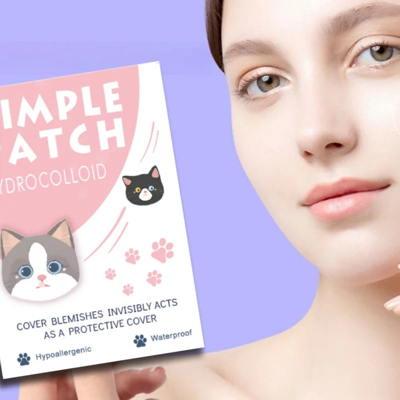 40pcs Salicylic Acid Acne Patches - Invisible Cat-Shaped Skin Care Stickers for Pimples