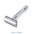 Men's Safety Razor with 5 Blades Copper Alloy Double Edge Classic Shaver Travel Kit