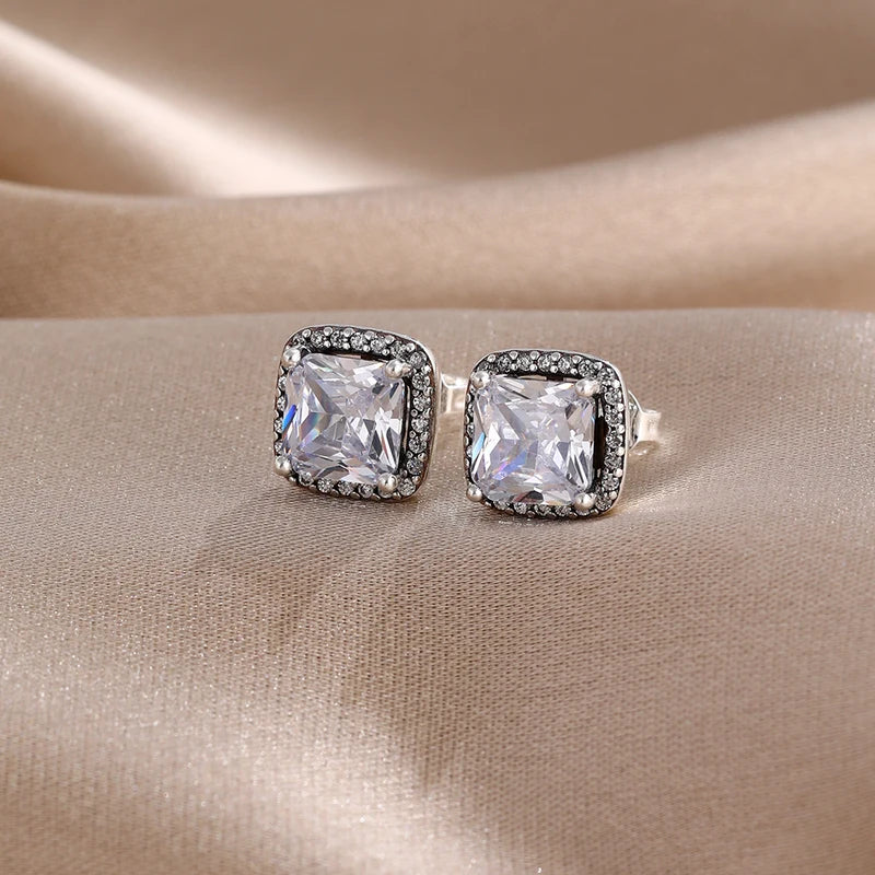 Women's Square Sparkle Halo Earrings - Blue Tiki Jewelry Party Gift