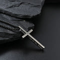 Stainless Steel Jesus Cross Necklace Men Women Bible Verse Spiritual Jewelry