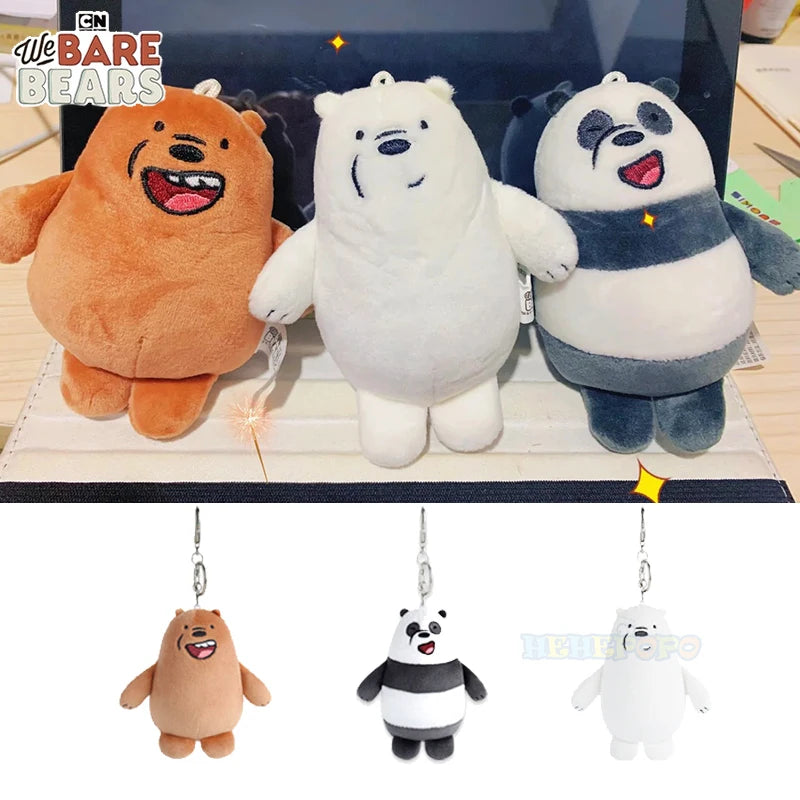 12cm Cartoon Plush Keychain - We Bare Bears Pendant for School Bags & Gifts