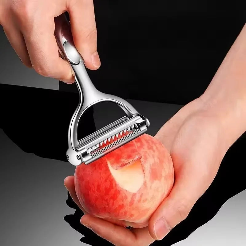 2in1 Stainless Steel Vegetable Peeler and Julienne Tool - Multi-function Kitchen Grater