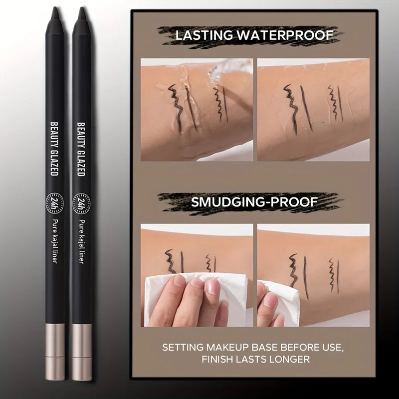 Dark Punk Makeup Set - 3 Pieces Matte Black Lipstick, Lip Liner & Waterproof Eyeliner for Halloween