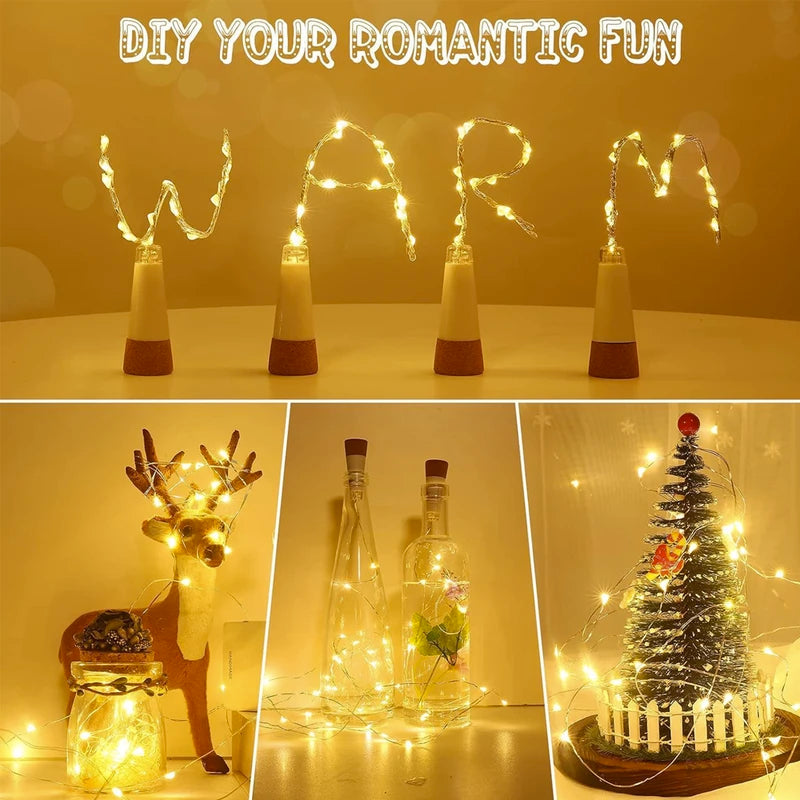 Rechargeable LED Cork Bottle String Lights for Home Party Wedding Christmas