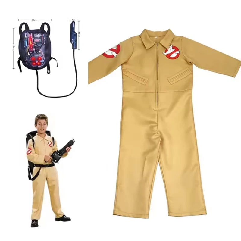 Kids Ghostbusters Cosplay Costume with Backpack - Christmas Party Gift