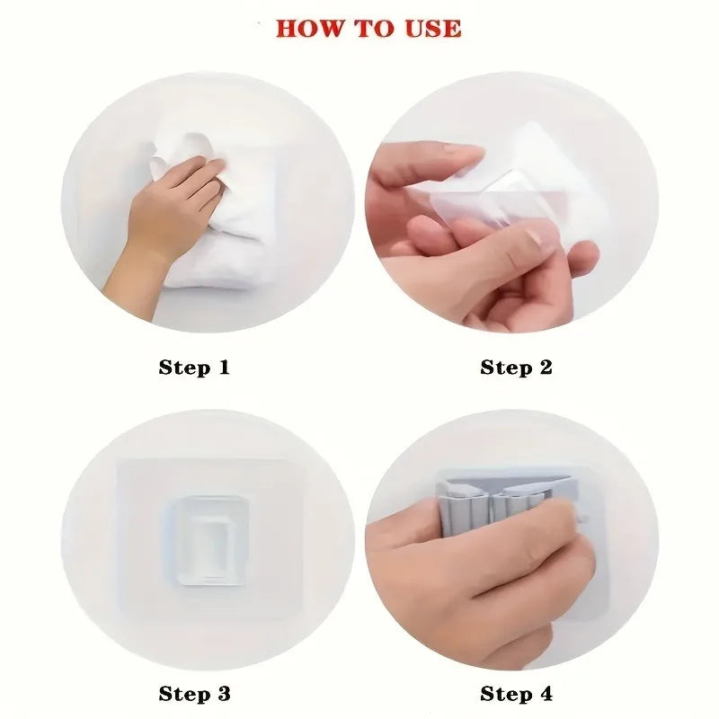 2/4pcs Mop Organizer Holder Wall Mount with No Drill Adhesive Bathroom Storage Hooks
