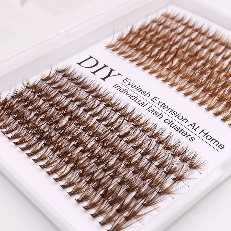 Colored Fake Eyelash Clusters for Extensions - Brown Mix, 14mm-30mm