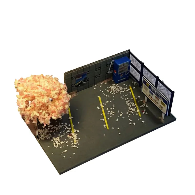 1:64 Car Model Simple Scene - Handmade Desk Ornament with Parking Display Base