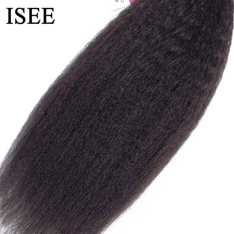 Mongolian Kinky Straight Hair Extensions Bundles 100% Human Hair - Natural & Remy
