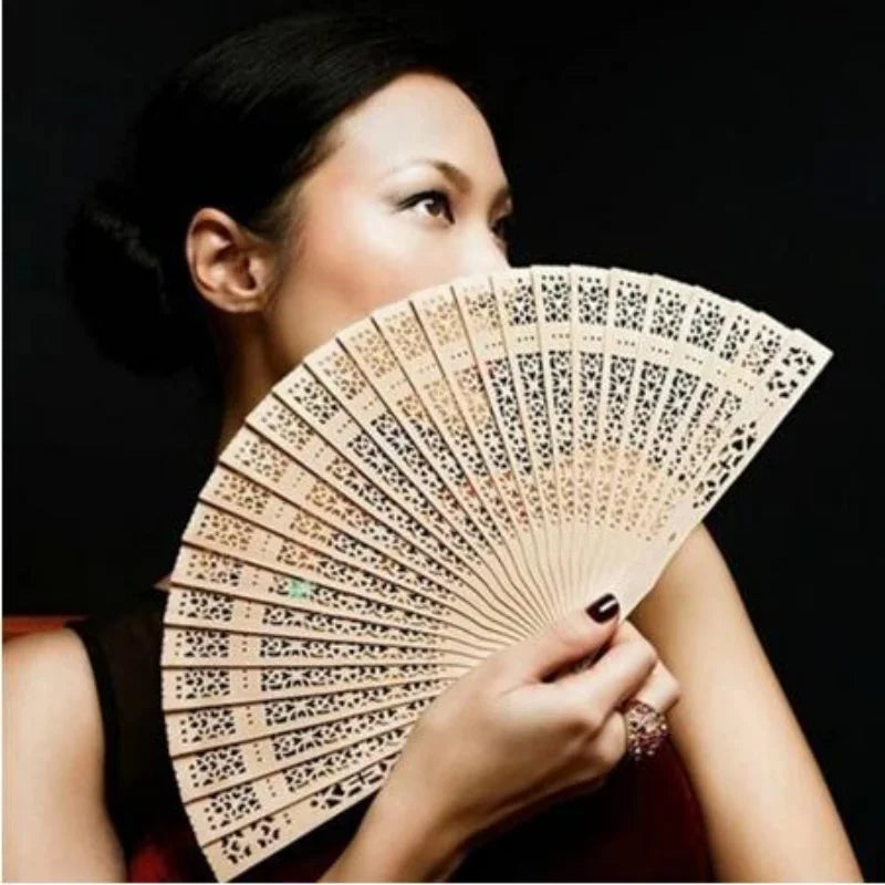 Sandalwood Folding Wooden Hand Fan 20cm - Decorative & Cooling Accessory