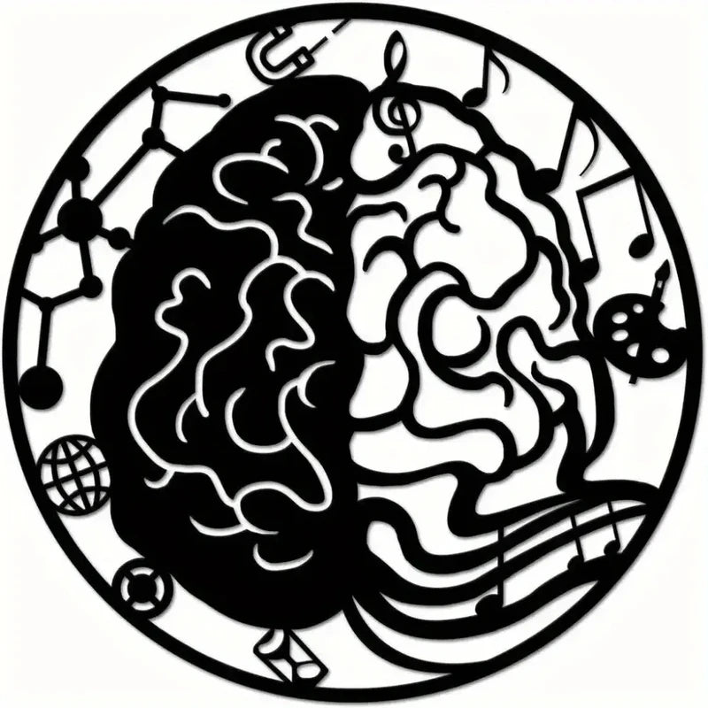 Left and Right Brain Metal Wall Art - Modern Minimalist Home Decor