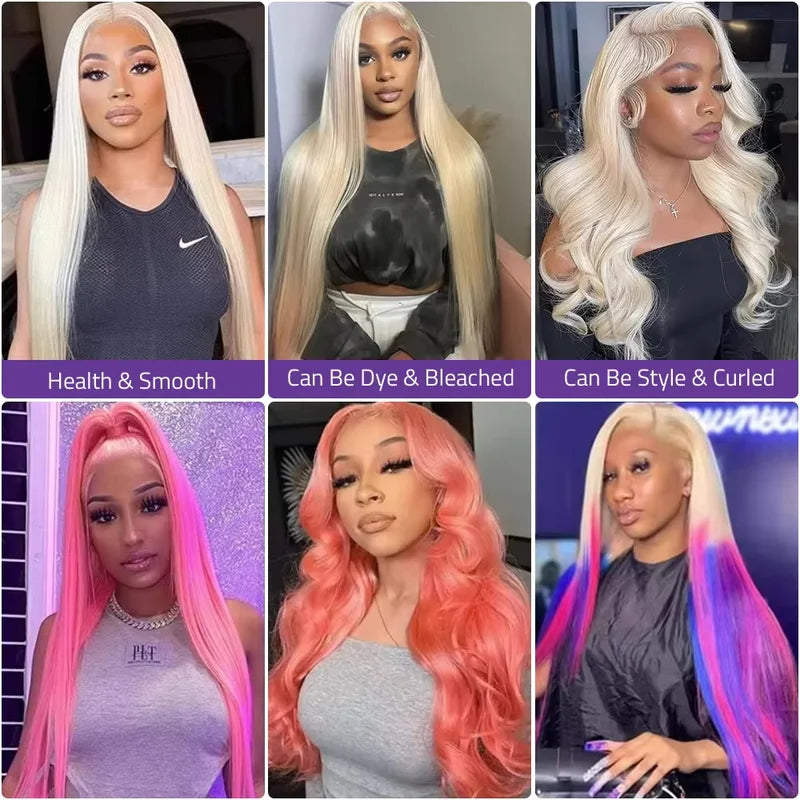 Blonde Lace Front Wig Human Hair 13x4 13x6 HD Straight Lace Frontal Wigs 30-36in