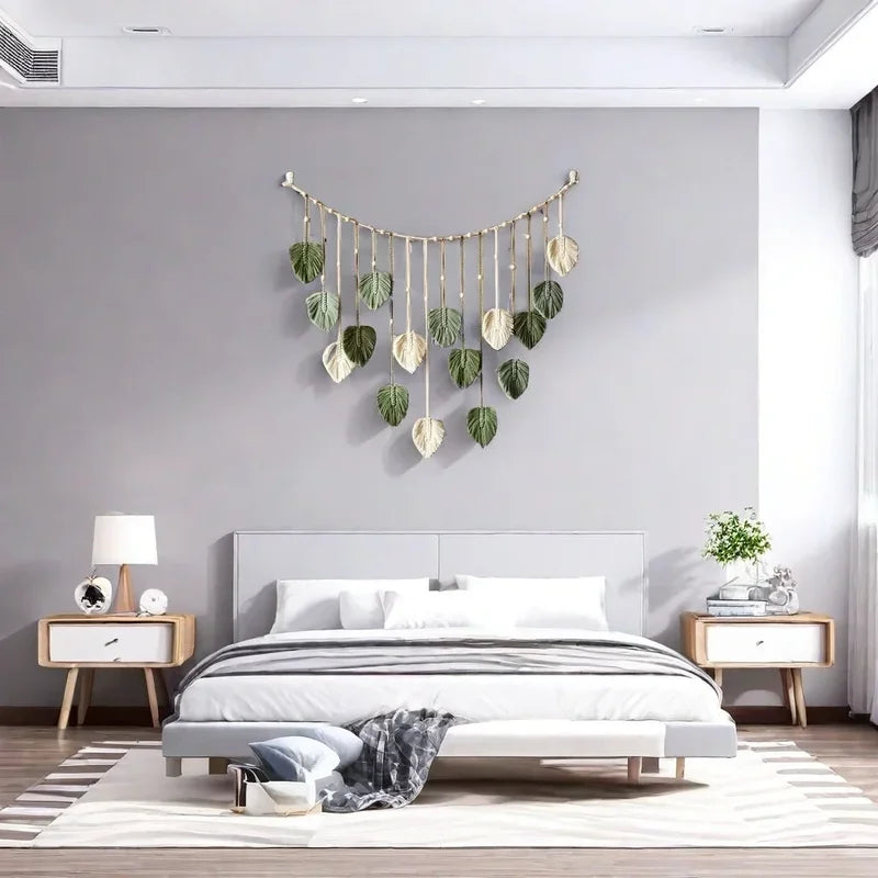 Boho Macrame Leaf Wall Hanging Decor for Living Room & Bedroom