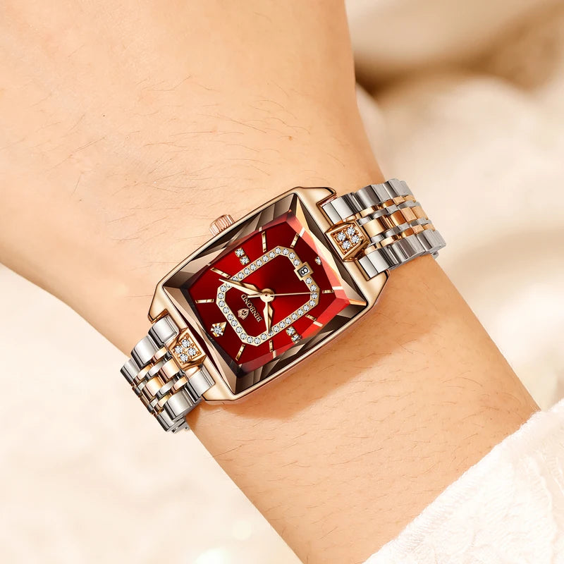 Women's Waterproof Quartz Wristwatch with Auto Date - Luxury Zircon Dial