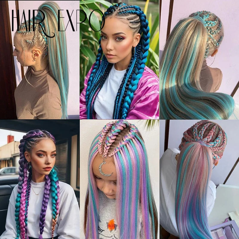 Pre-Stretched Synthetic Braiding Hair Extensions 26 Inch Jumbo Yaki for DIY Ponytail & Stage
