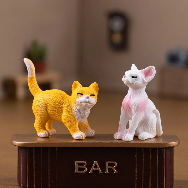 6pcs Mini Resin Cat Figurines Kitten Garden Ornaments for Fairy Garden Home Decor