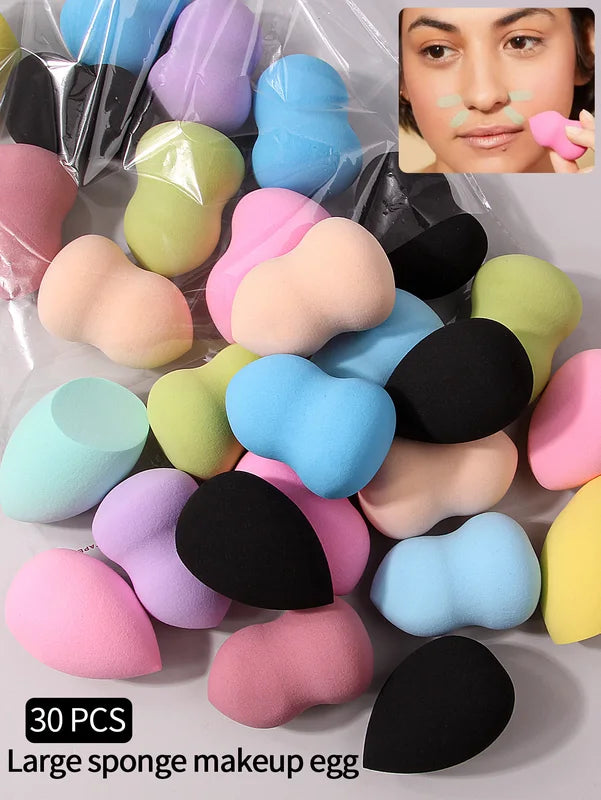30pcs Makeup Sponge Blending Egg Set - Multicolor, Latex-Free, Suitable for Liquid, Cream & Powder