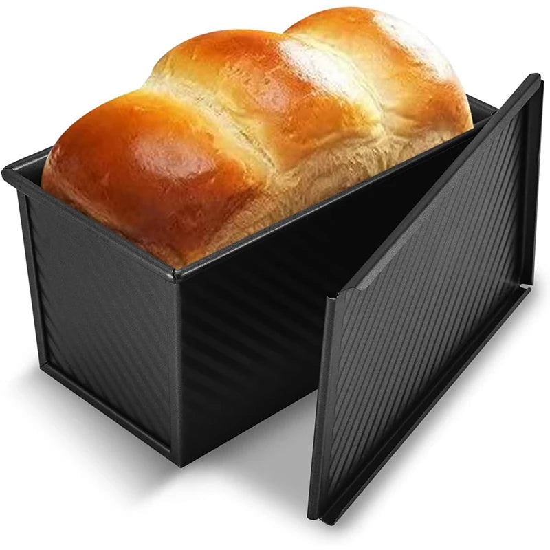 Non-Stick Pullman Loaf Pan with Lid - Carbon Steel Bread Mold, 1 lb Capacity