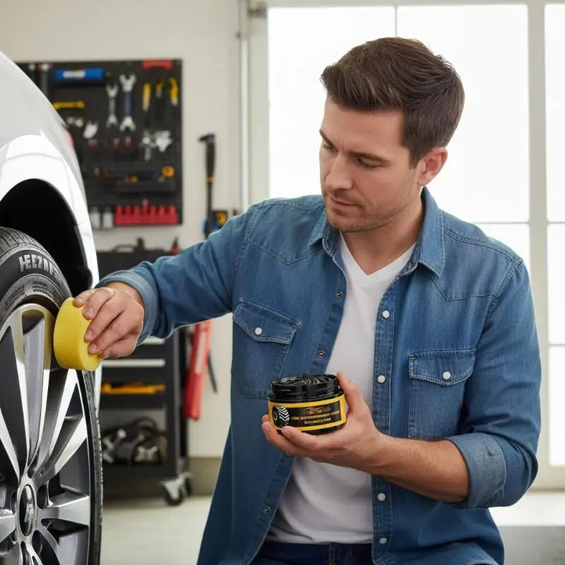 Car Tire Shine Wax Paste Protects Rubber & Maintains Deep Black Finish