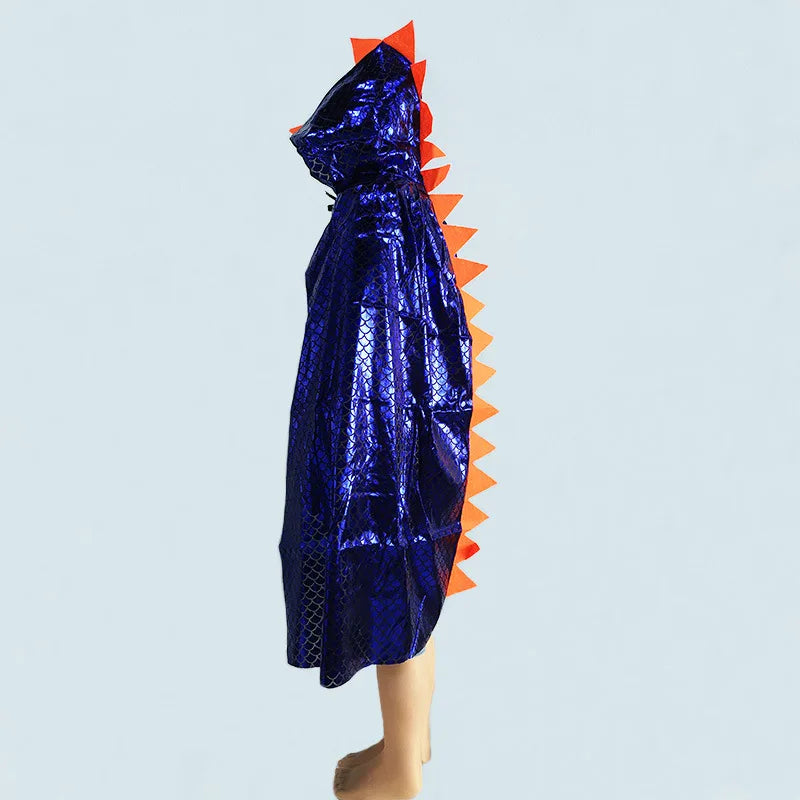 Kids Dinosaur Cape Costume Hooded Cloak for Halloween Party and Cosplay