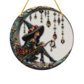 8x8 Inch Moonlight Witch Stained Glass Window Hanging Sun Catcher Wall Art