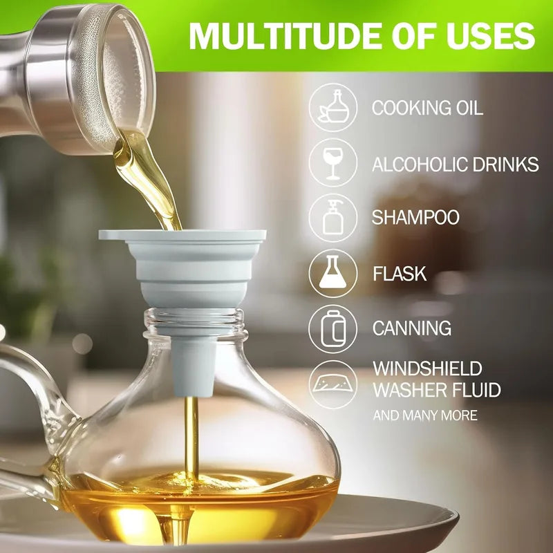 Stainless Steel Kitchen Funnels Set with Silicone & Wide Mouth Options - Food-Grade Accessory