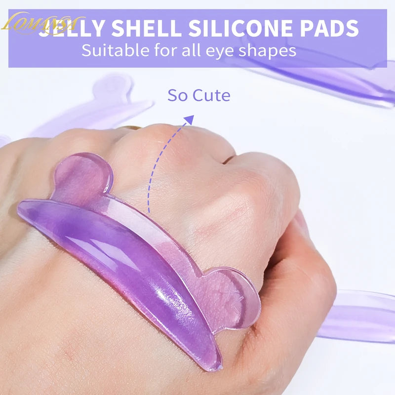 4 Pairs Silicone Eyelash Perm Pads - L Curl Lash Rod Shields for Eyelash Lifting and Makeup