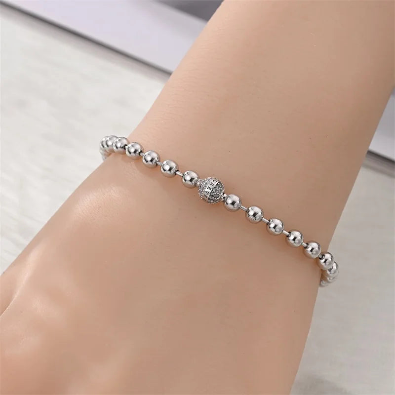 Sterling Silver Love Forever Bead Bracelet for Women - Anniversary Jewelry