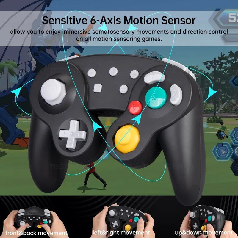 Bluetooth Gamecube Controller for Switch PC Android Steam - Black & Blue