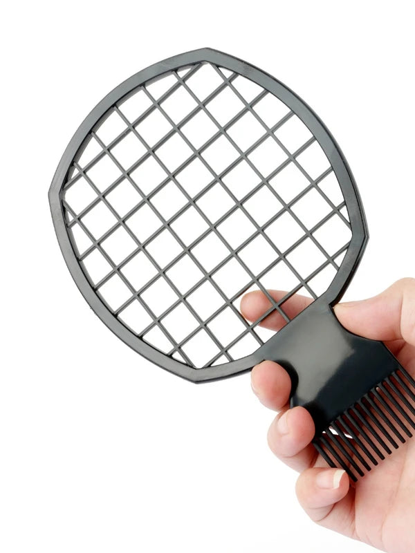 2Pcs Hair Styling Set: Long Stainless Steel Afro Pick Comb & Curling Sponge Brush