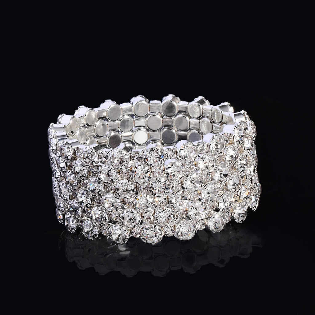 5-Layer Personalised Open Rhinestone Bracelet for Stage Wedding Jewelry