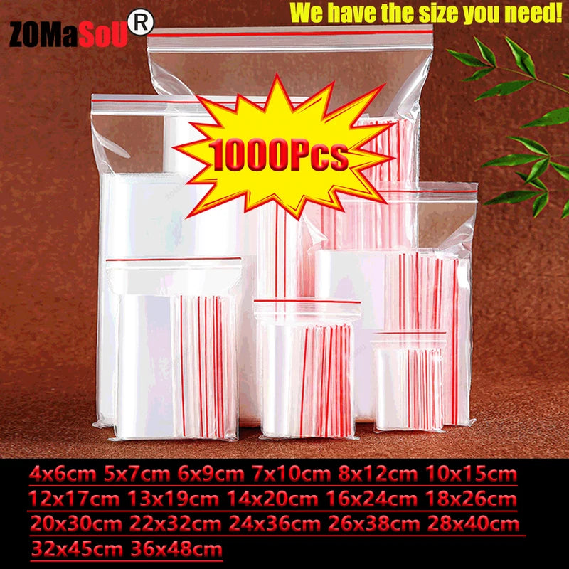 Small Reclosable Plastic Bags Bulk Assortment for Food Storage & Organization