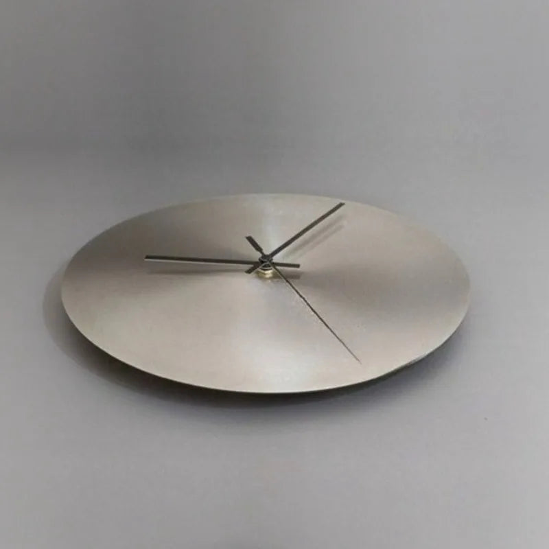 Modern Wall Clock - Silent Silvery Round Metal Wall Watch for Living Room Home Decor